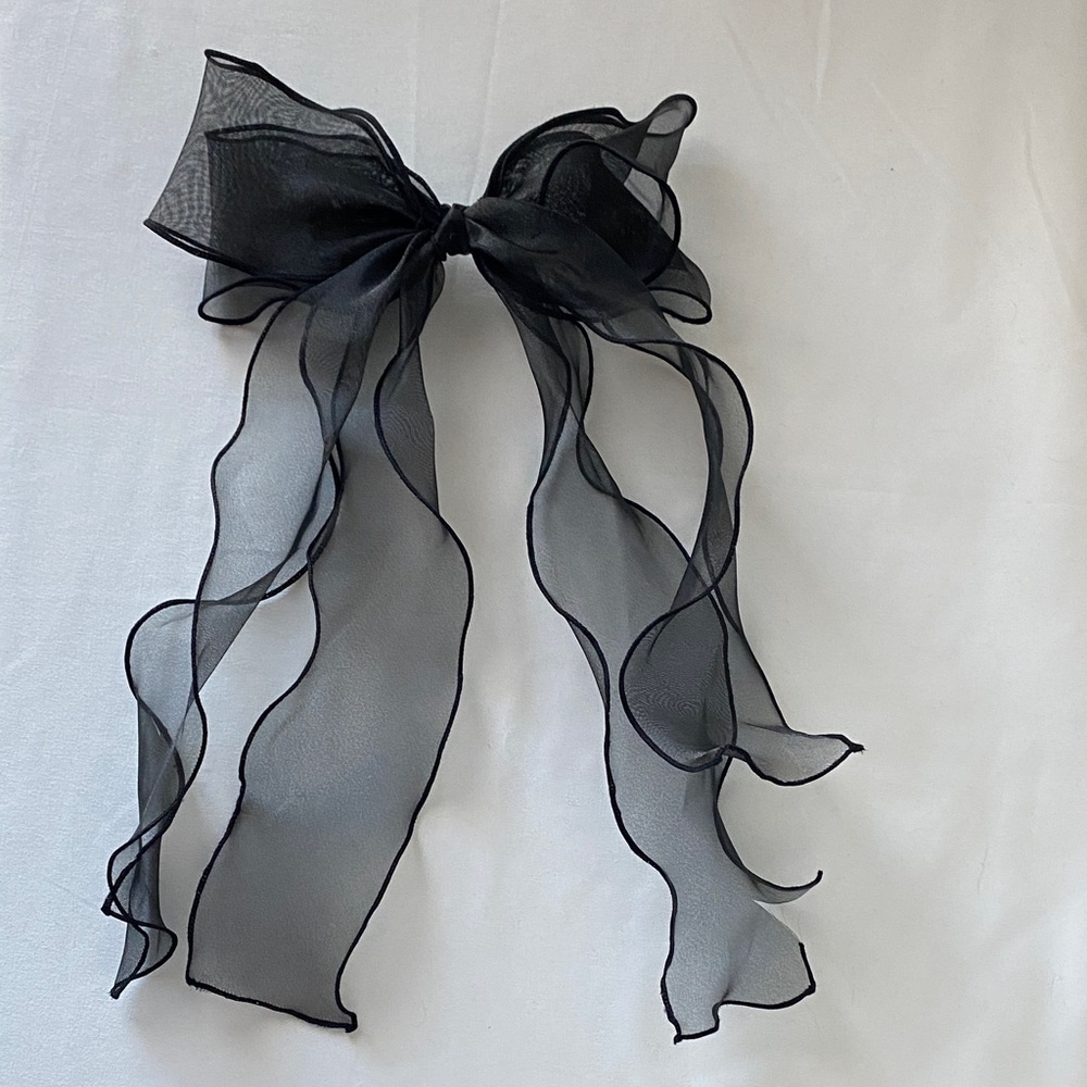 Elegant Black Sheer Bow Hair Clip Accessory
